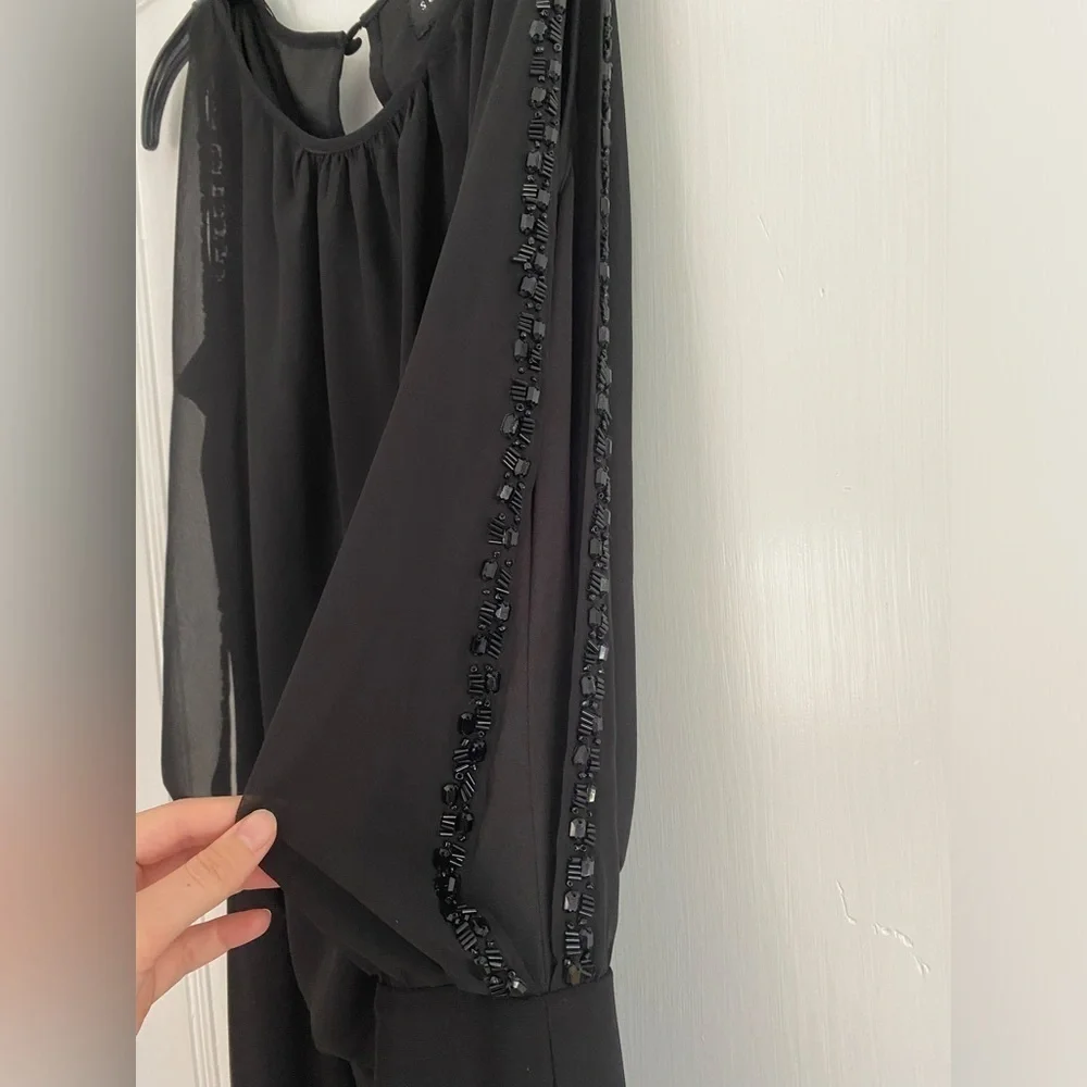 SCARLETT women’s black evening cocktail round neck midi dress size 10